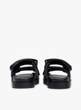 Black Leather TH Monogram Double Strap Sandals  Women