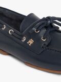Blue Pantofi Boat Din Piele Cu Monograma TH  Femei