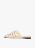 Bej Mules Flat Tesute  Femei