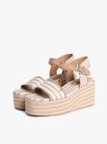 Beige Breton Stripe Platform Wedge Espadrilles  Women