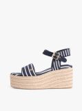 Blue Breton Stripe Platform Wedge Espadrilles  Women