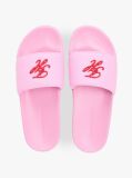 Pink Logo Embroidery Canvas Pool Slides  Women