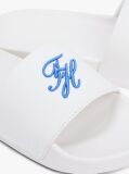 White Logo Embroidery Canvas Pool Slides  Women