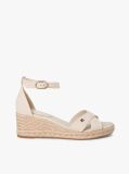 Beige Hemp Crossover Strap Wedge Espadrilles  Women