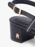 Black Leather Contrast Topstitch Block Heel Sandals  Women