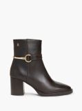Brown Block Heel Leather Riding Ankle Boots  Women