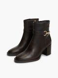 Brown Block Heel Leather Riding Ankle Boots  Women