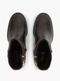 Brown Block Heel Leather Riding Ankle Boots  Women