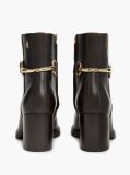 Brown Block Heel Leather Riding Ankle Boots  Women