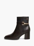 Brown Block Heel Leather Riding Ankle Boots  Women