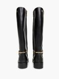 Black Gold-Tone Hardware Leather Riding Boots  Women