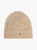 Beige Kids' Flag Embroidery Cable Knit Beanie  Kids Unisex