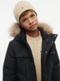 Beige Kids' Flag Embroidery Cable Knit Beanie  Kids Unisex