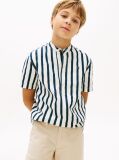 Multi Stripe Linen Blend Short Sleeve Shirt  Boys