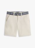 Bej Essential Pantaloni Scurti Chino Loose Cu Curea Signature  Baieti