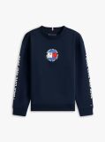 Blue Hanorac Din Bumbac Cu Logo Si Steag Smiley Pe Spate  Baieti