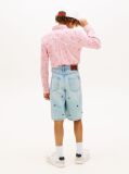 Blue Pantaloni Scurti Din Denim Largi Cu Broderie In Forma De Steag   Baieti