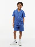 Blue Pantaloni Scurti Relaxati Din Poplin Cu Broderie Steag  Baieti
