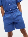 Blue Pantaloni Scurti Relaxati Din Poplin Cu Broderie Steag  Baieti