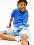 Blue Tricou Polo Cu Croiala Regular Si Steag Brodat  Baieti