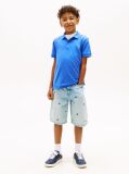 Blue Tricou Polo Cu Croiala Regular Si Steag Brodat  Baieti