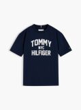 Blue T-Shirt Din Jerseu Cu Guler Rotund Si Logo  Baieti