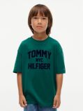 Verde T-Shirt Din Jerseu Cu Guler Rotund Si Logo  Baieti