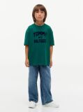 Verde T-Shirt Din Jerseu Cu Guler Rotund Si Logo  Baieti