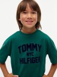 Verde T-Shirt Din Jerseu Cu Guler Rotund Si Logo  Baieti