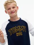Blue T-Shirt Varsity Cu Blocuri De Culori Si Logo  Baieti