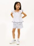 White Floral Embroidery Short Sleeve Top  Girls
