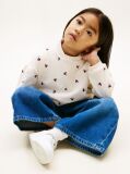 Beige Smiley Heart Flag Relaxed Sweatshirt  Girls