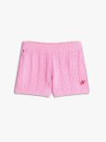 Roz Pantaloni Scurti Crosetati Cu Logo Brodat  Fete