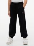 Negru Pantaloni Joggers Terry Cu Croiala Lejera Si Strasuri  Fete