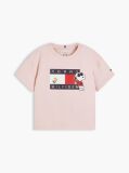 Roz Peanuts® T-Shirt Cu Croiala Lejera Si Steag  Fete