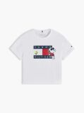 Alb Peanuts® T-Shirt Cu Croiala Lejera Si Steag  Fete