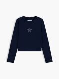 Blue T-Shirt Extra Slim Cu Maneca Lunga Si Steag  Fete