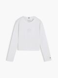 Alb T-Shirt Extra Slim Cu Maneca Lunga Si Steag  Fete