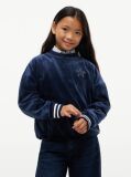 Blue Star Flag Velour Crew Neck Sweatshirt  Girls
