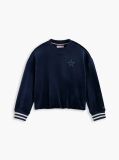Blue Star Flag Velour Crew Neck Sweatshirt  Girls