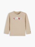 Bej T-Shirt Cu Maneca Lunga Si Logo  Nou nascuti