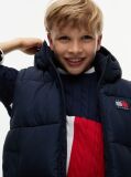 Blue Geaca Puffer Ripstop Cu Logo Pe Spate  Copii unisex