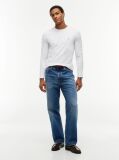 Alb Tricou Cu Maneca Lunga Slim Fit  Barbati