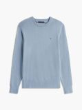Blue Jumper Din Bumbac Si Casmir Crew Neck  Barbati