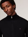 Negru Cardigan Din Bumbac Si Casmir Zip-Thru  Barbati