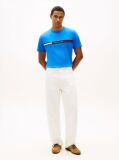 Blue Crew Neck Logo Panel T-Shirt  Men