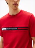 Rosu Tricou Cu Guler Rotund Si Panou Cu Logo  Barbati