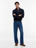 Blue Jumper Cu Fermoar Din Tricot  Barbati
