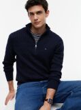 Blue Jumper Cu Fermoar Din Tricot  Barbati