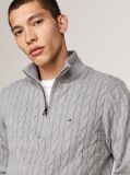 Grey Cable Knit Half-Zip Jumper  Men